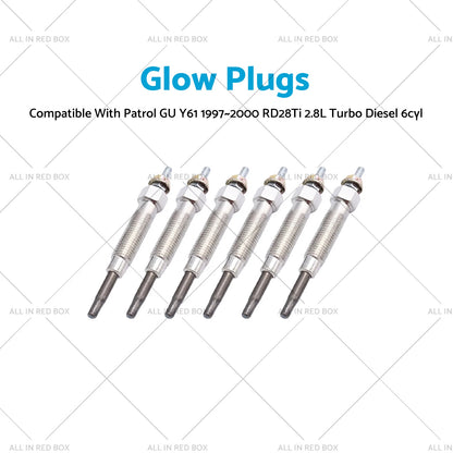 6 Pcs Glow Plugs for Nissan Patrol IV GU Y61 (1997-2000) RD28Ti 2.8L TD 6cyl