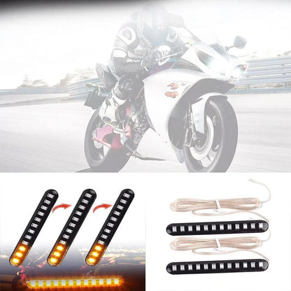 2 x Turn Light 12 LED Amber DC 12V Flowing Water Light Strip for Motorcycle