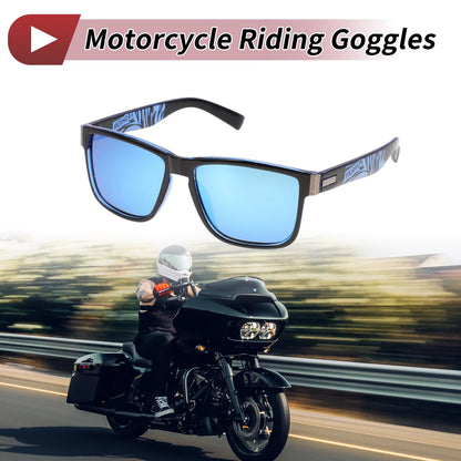 Motorcycle Riding Goggles Blue Lens Black, Blue Frame Tri-acetel Cellulose