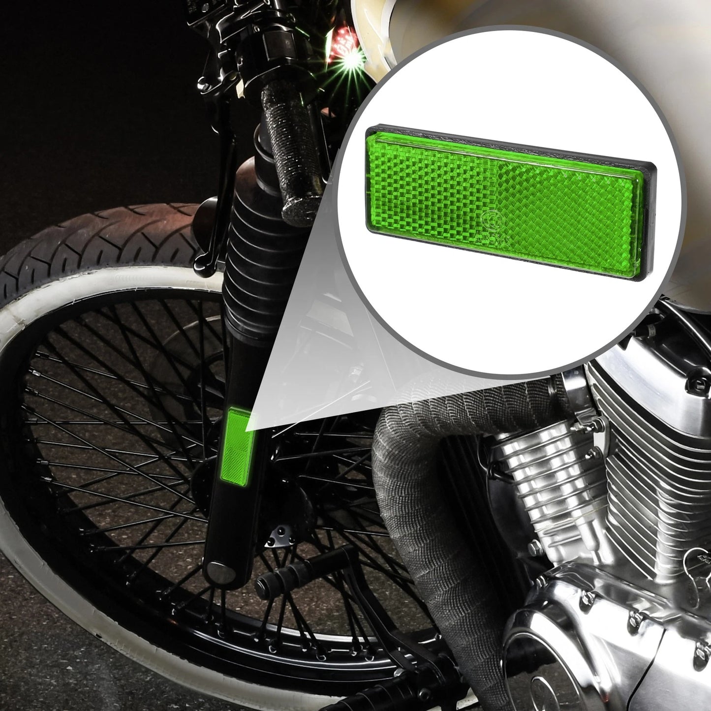4 x Universal Reflector Rectangle for Motorbike Bike Reflector Green