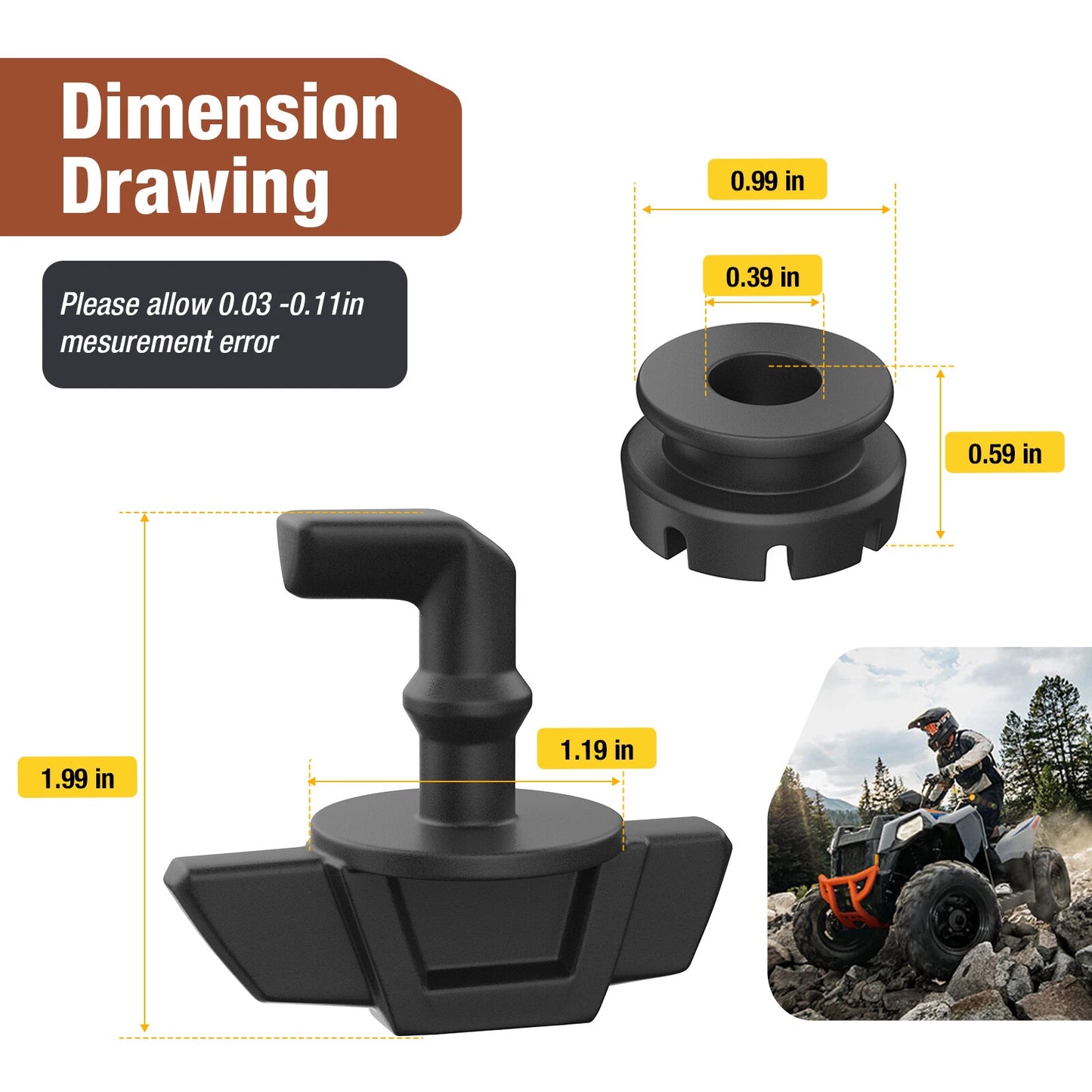Hood Latch Toggles Grommets for Polaris Ranger 570/900/1000 Crew XP