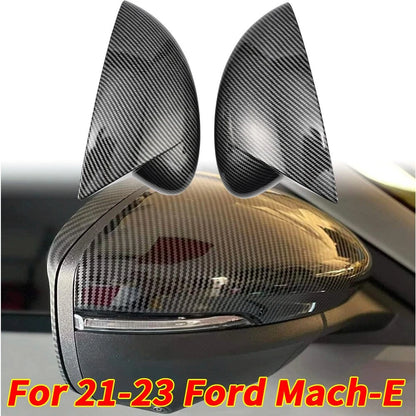 2 x Carbon Fiber Rearview Side Mirror Cover Cap for Ford Mustang Mach-E (2021–2024)