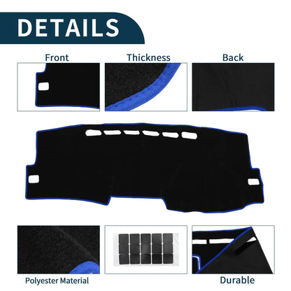 Dashboard Cover Mat for Toyota Corolla (2007-2012) - Black Blue 1 Set