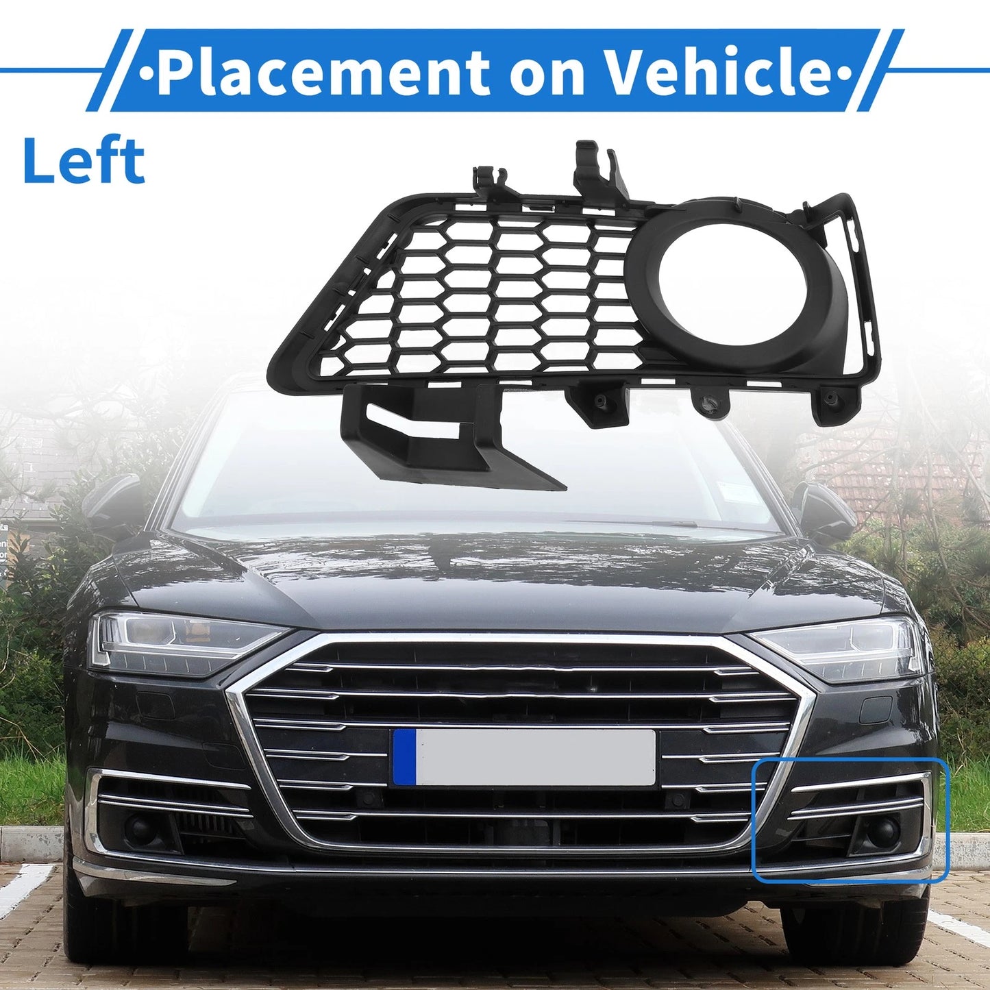 Front Left Fog Light Grill for BMW 3 Series (2012-2018) - 1 Pc Black