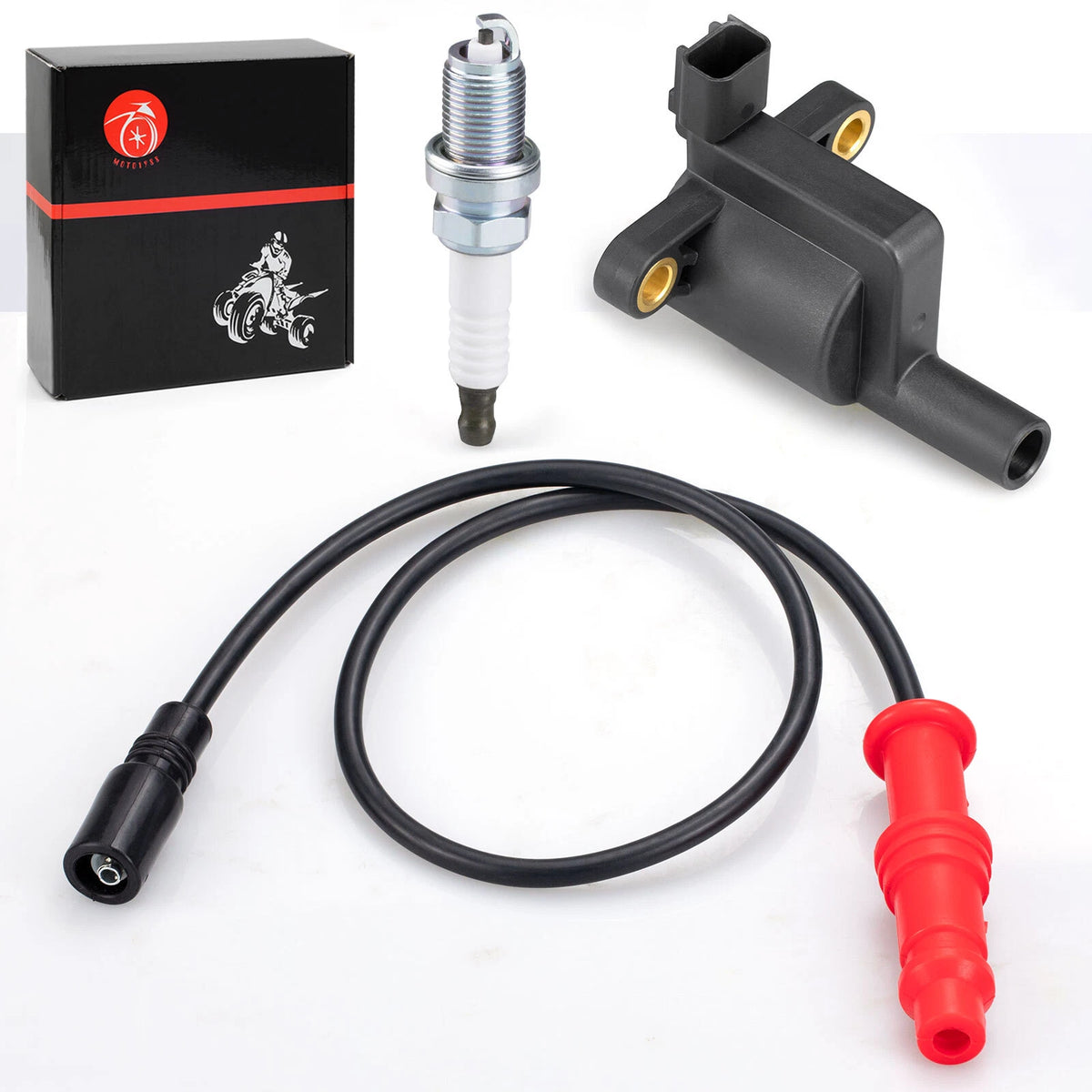 Ignition Coil w/ Wire Cap & Spark Plug for Polaris Ranger 500 4x4 (2008-2012)