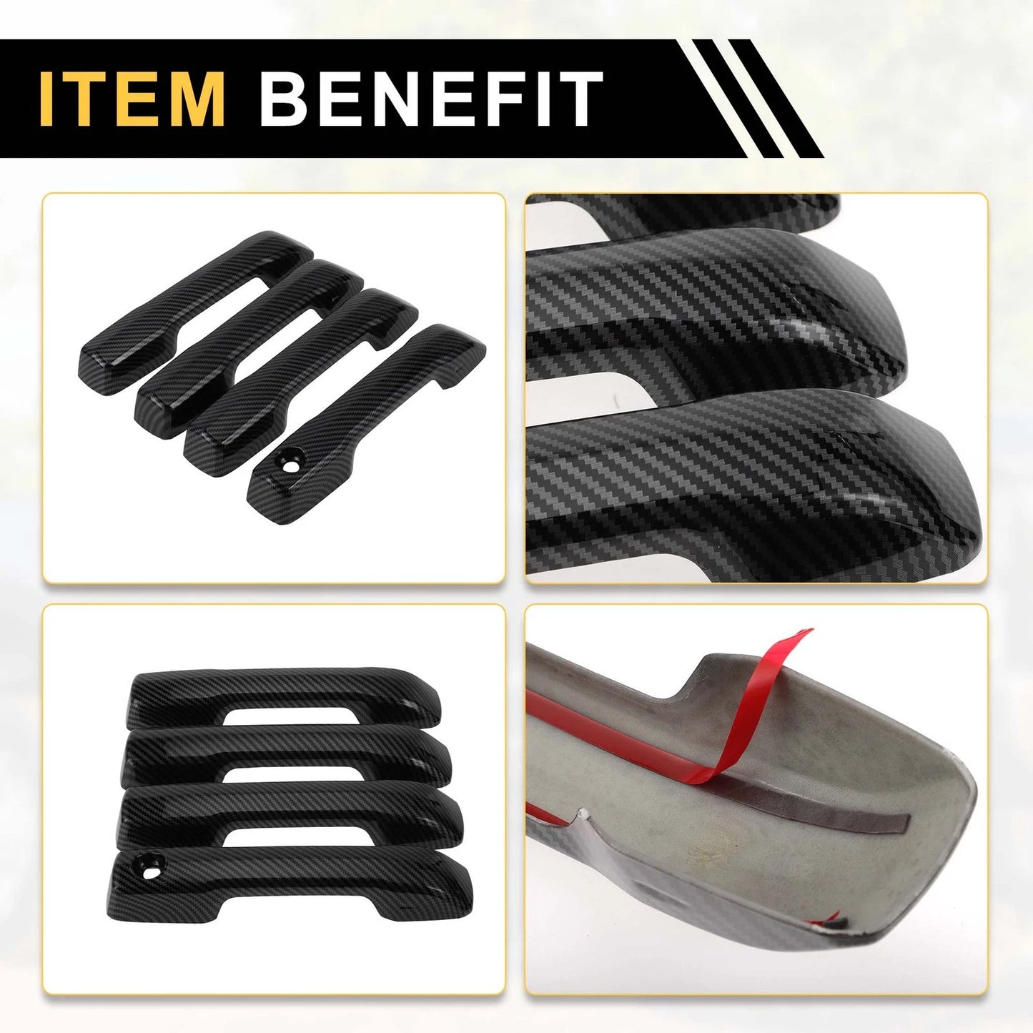 Car Exterior Door Handle Covers  for Toyota Tundra (2022) Carbon Fiber Black