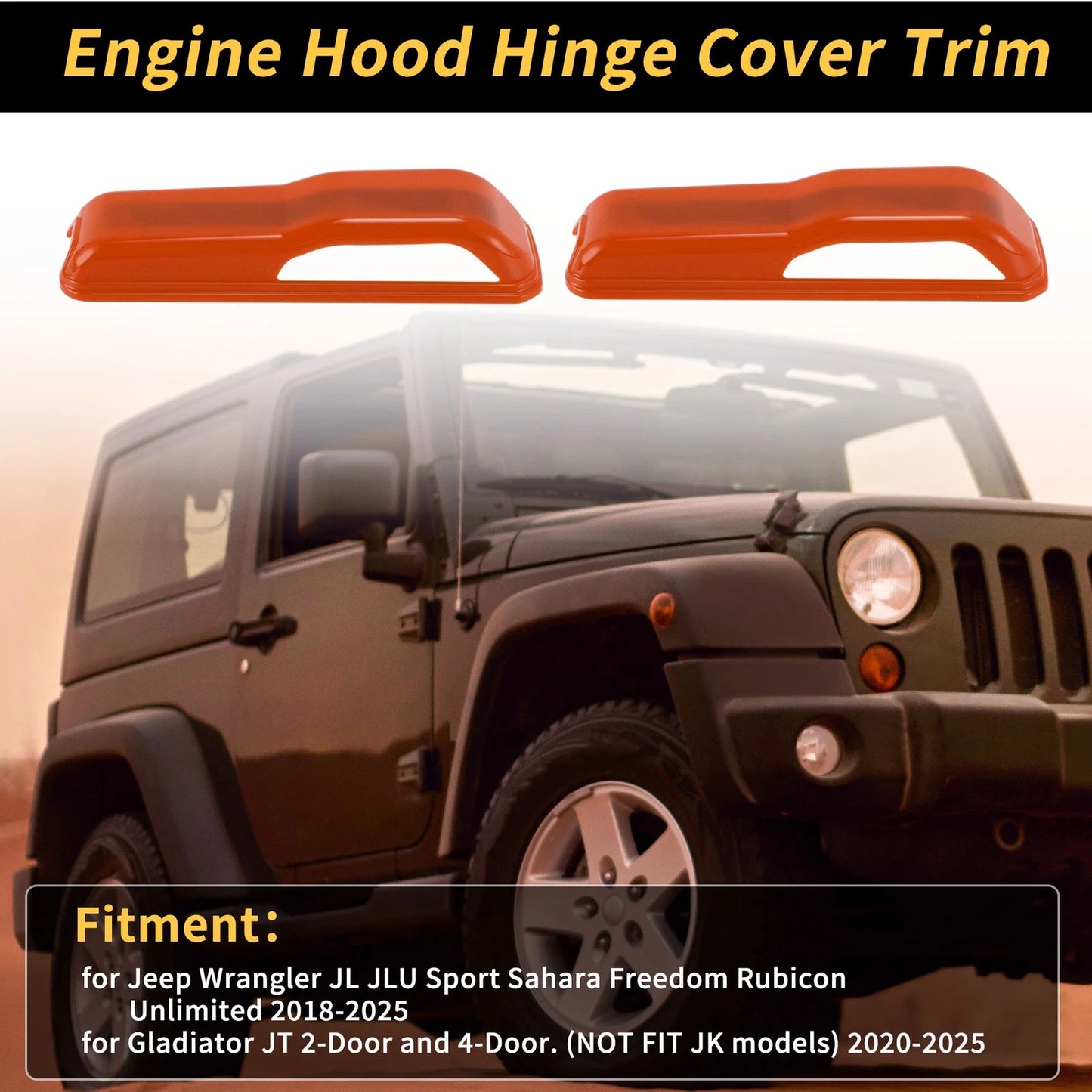 Hood Hinge Covers  for Jeep Wrangler JL JLU Sport Sahara (2018-2023)