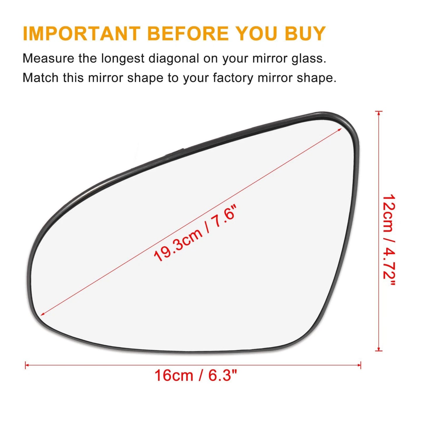 Left Side Heated Mirror Glass with Backing Plate for Toyota C-HR