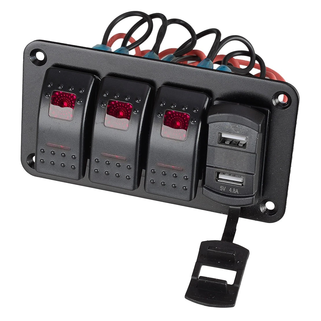 3 Gang Rocker Toggle Switch Panel Dual USB Port for RV Car Marine (2010-2023)