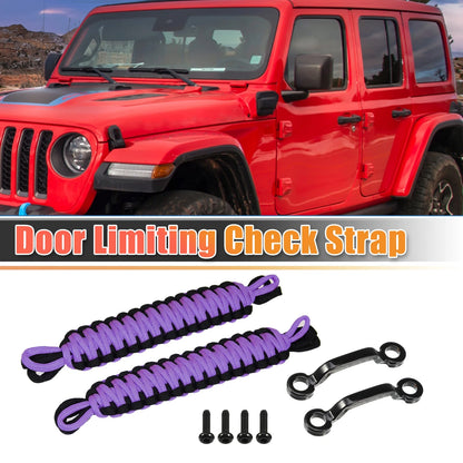 Car Door Limiting Straps 2 x for Jeep Wrangler JK (2011-2018) Black Purple