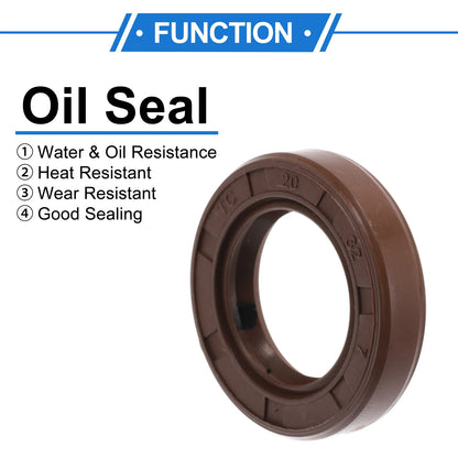 Oil Seal / 20x32x7mm / Rotary Shaft Seal FKM Rubber 2 x Brown for Make Model