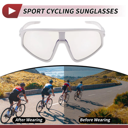 1 Pc Motorcycle Riding Goggles Gray Lens White Frame PC Cycling Sunglasses