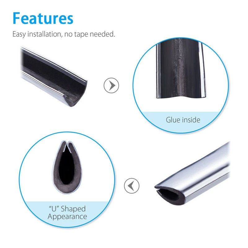 16.4FT Chrome Car Door Edge Guard Molding Trim Protectors