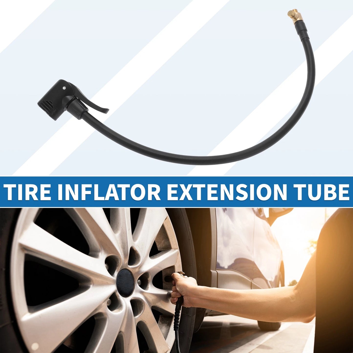 1pc 17.72" M8x0.8 Tire Inflator Extension Tube 0.305in 32TPI for Car Motorcycle