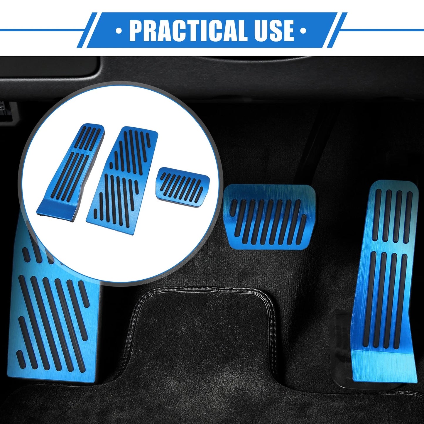 3pcs Gas Brake Foot Rest Pedals for Mazda CX-30 (2020-2021) Blue