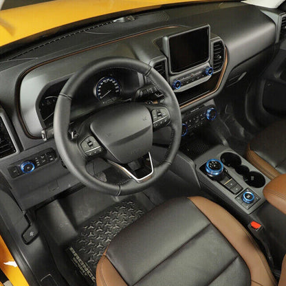 7PC Blue Center Console Audio Switch Knob Trim Ring for Bronco Sport (2021-)