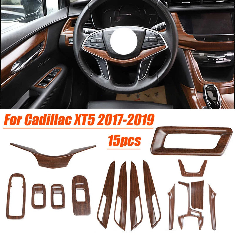 Wood Grain Interior Kit Full Set Car Trim Covers for Cadillac XT5 (2017–2019)