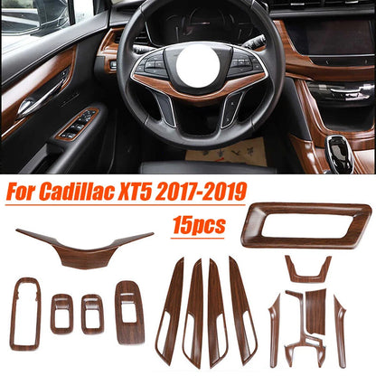 Wood Grain Interior Kit Full Set Car Trim Covers for Cadillac XT5 (2017–2019)