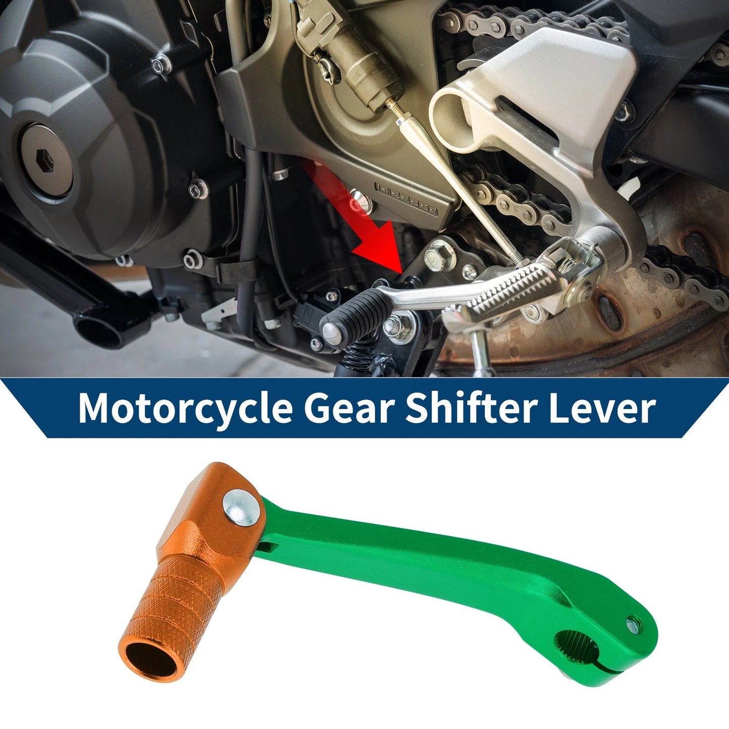 Folding Gear Shifter Lever for Honda CRF150F Green and Orange (2003–2017)
