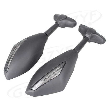 Rearview Mirrors w/ Amber Lights for Kawasaki Suzuki Yamaha Universal