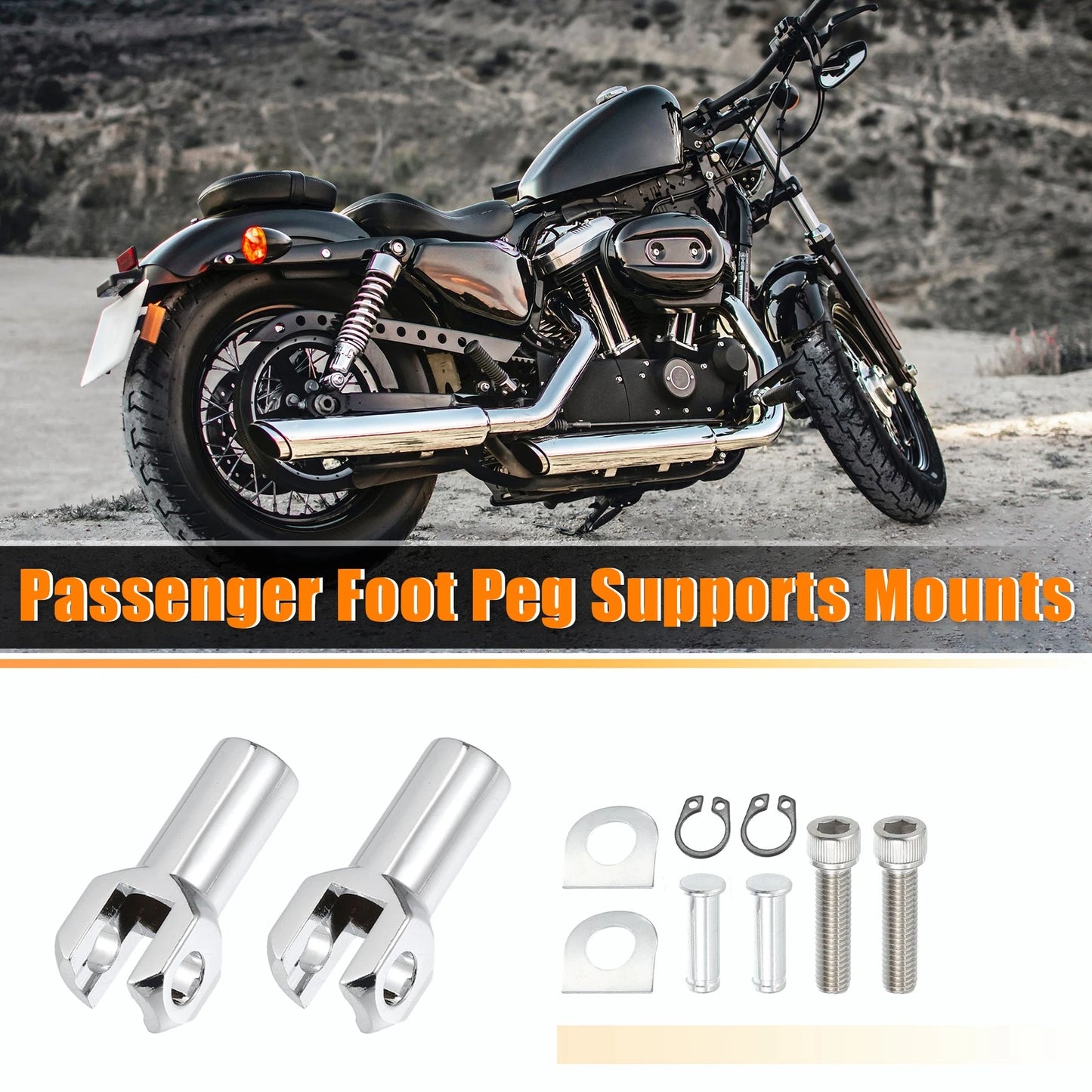 Passenger Foot Peg Footrest Mounts Clevis for Harley Softail Silver Tone