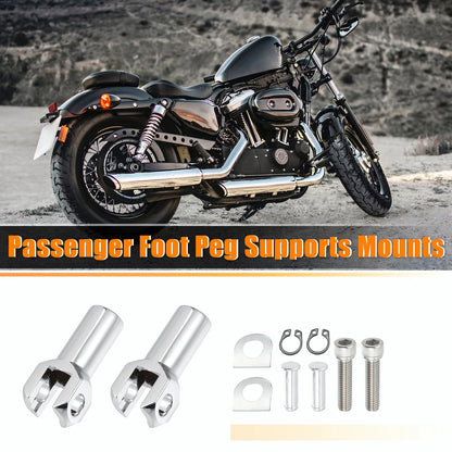 Passenger Foot Peg Footrest Mounts Clevis for Harley Softail Silver Tone