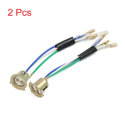 2 x 3 Wires Headlight Lamps Socket Holder Adapter for Motorcycle Scooter