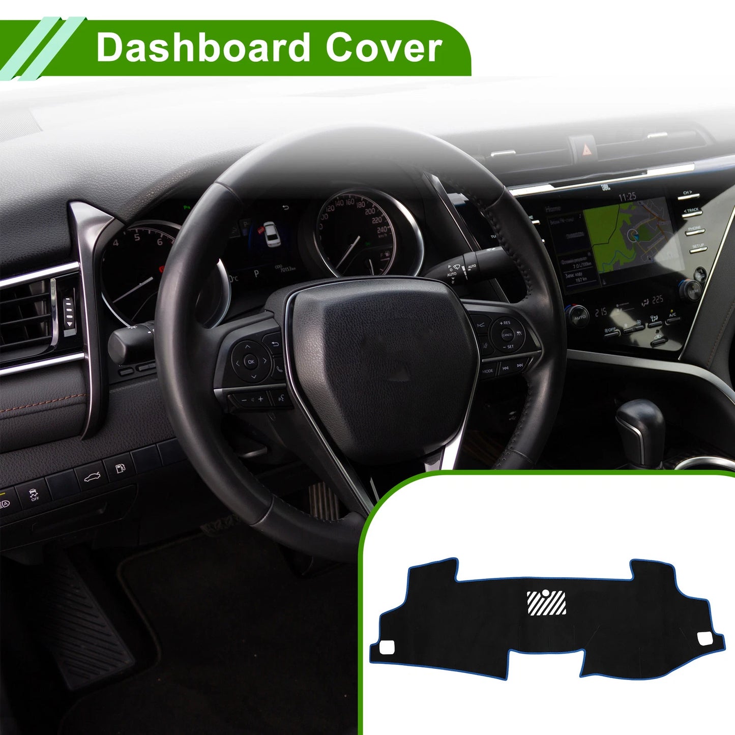 Dashboard Cover Mat for Toyota Camry 2017-2024 Sun Protector Black Blue