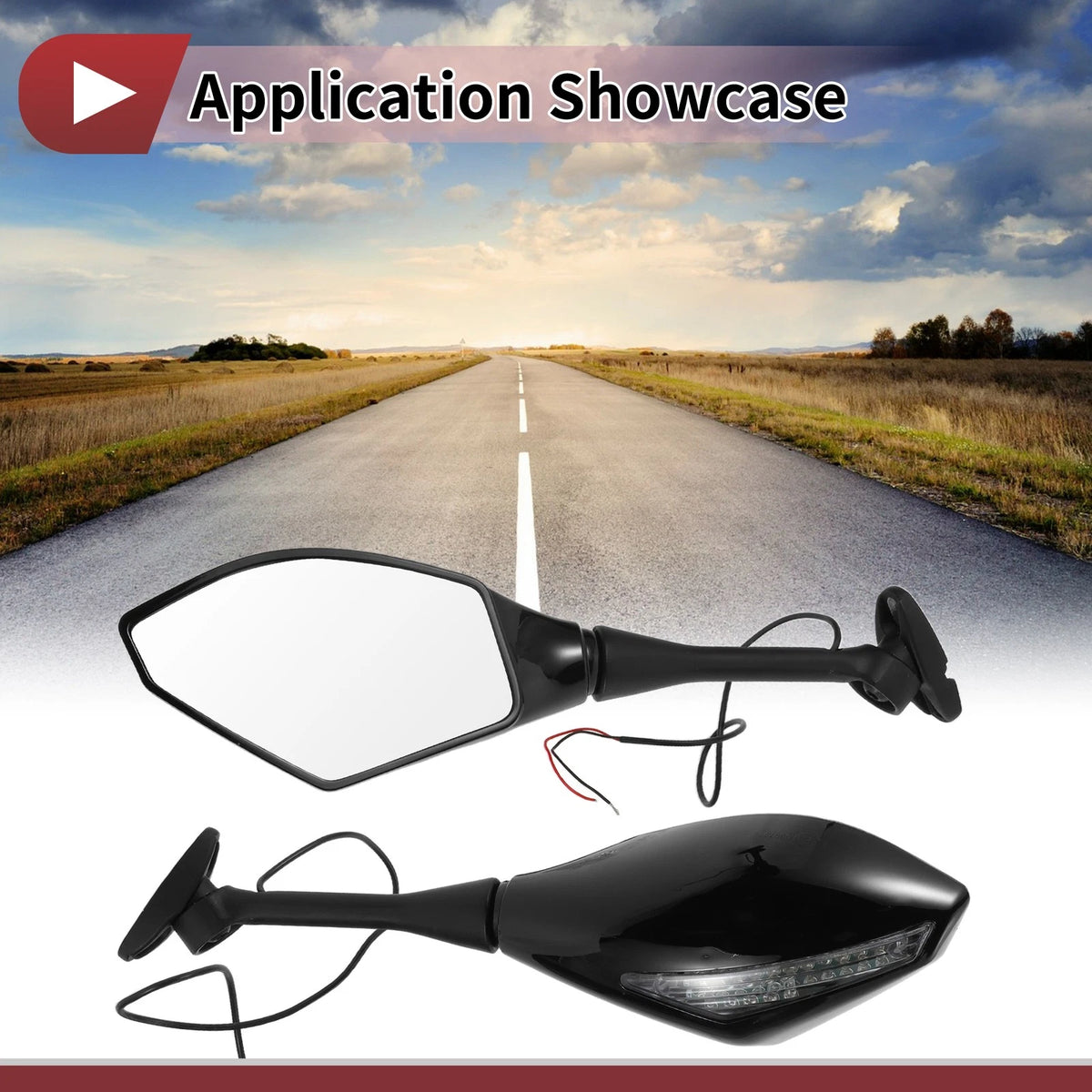 Motorcycle Rear View Mirrors for Honda CBR600RR 2003-2014 - Black Aluminum