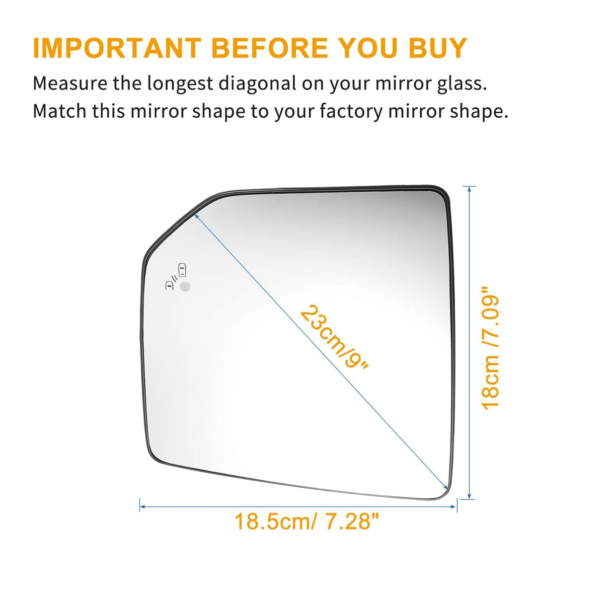 Heated Left Driver Side Rearview Mirror Glass for Ford F-150 (2015-2023)