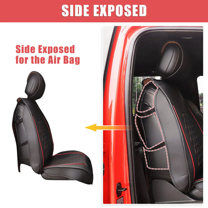 5 x Black Red Front Rear Seat Covers for Ford F-150 Crew Cab (2009-2023)