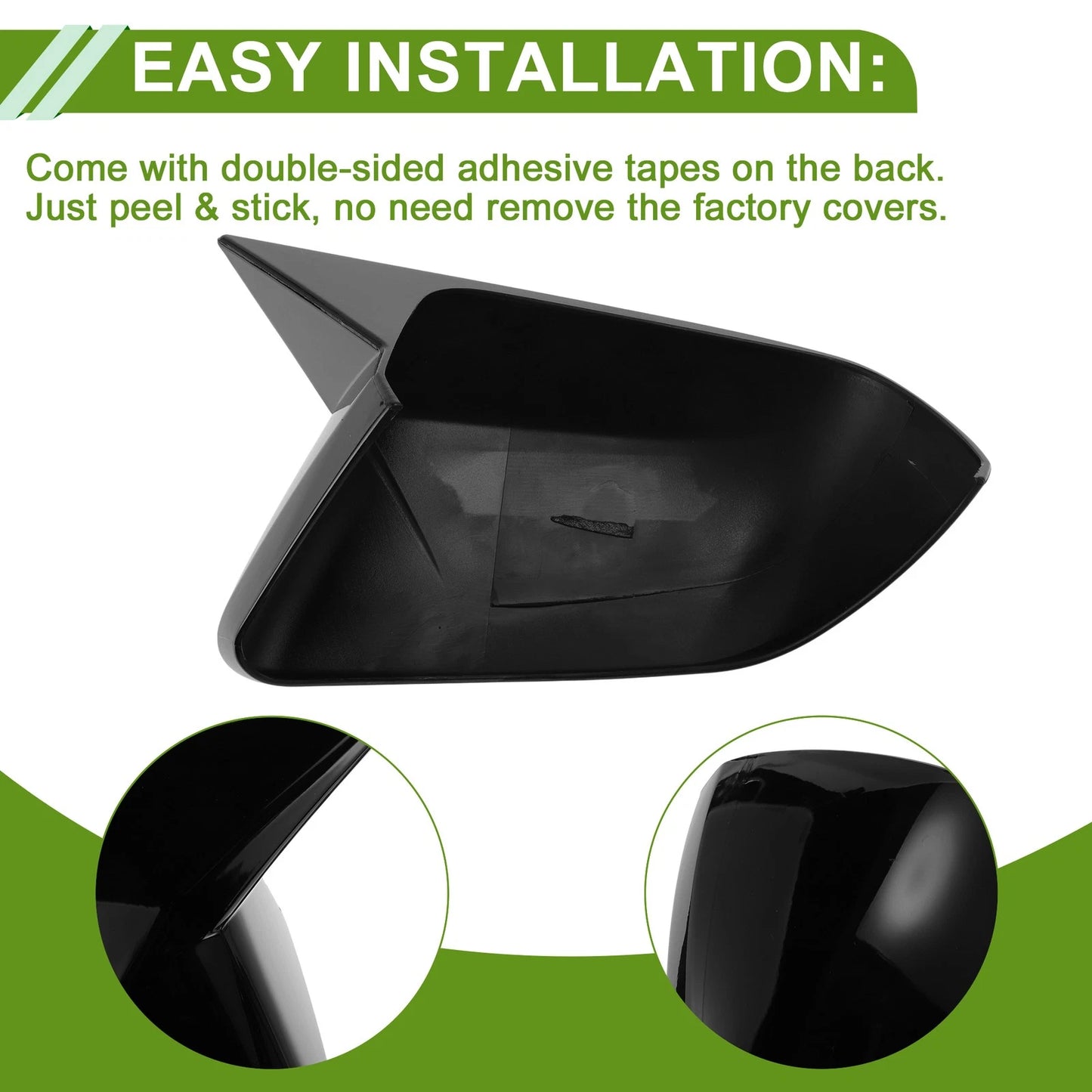 Gloss Black Mirror Cover Caps for Ford Mustang (2015-2023)