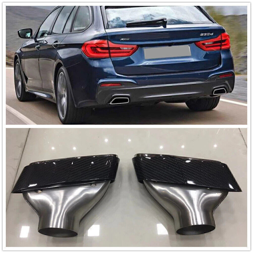 2 x Carbon Fiber Exhaust Muffler Pipes for 2019 BMW 5-Series (2019)
