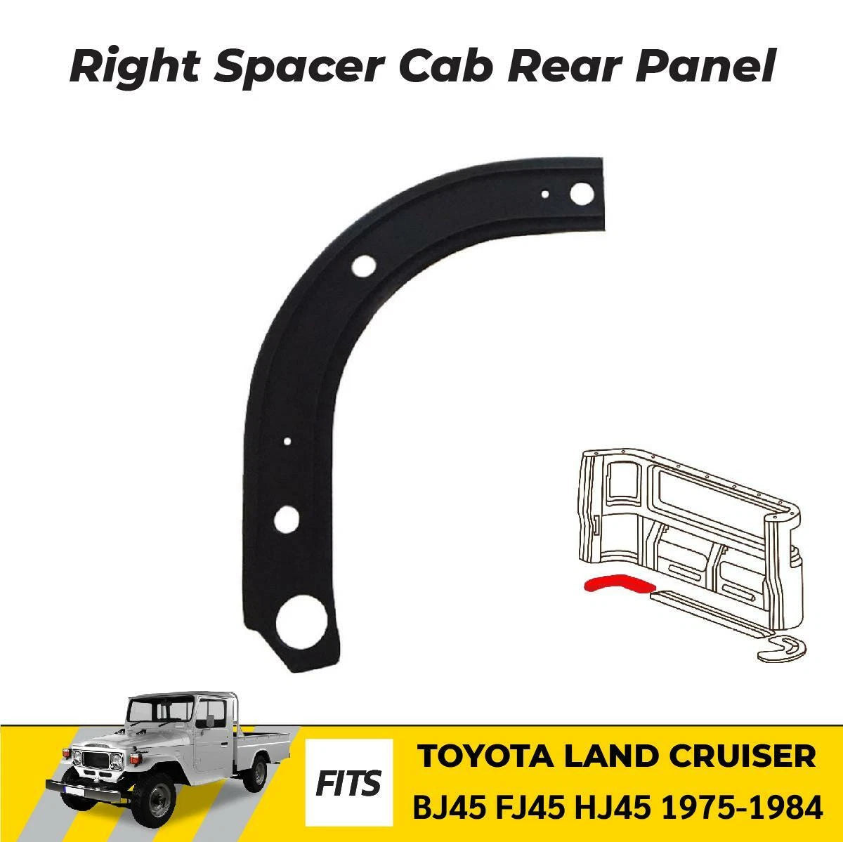 RH Spacer Cab Rear Panel Door Rubber Seal Fits Toyota Land Cruiser FJ45 1975-84
