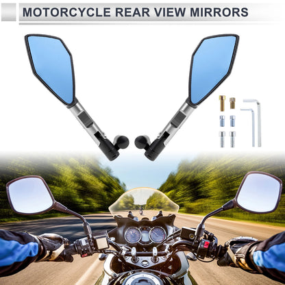 M8/M10 Rear View Mirror for Motorcycle Aluminum Silver Tone