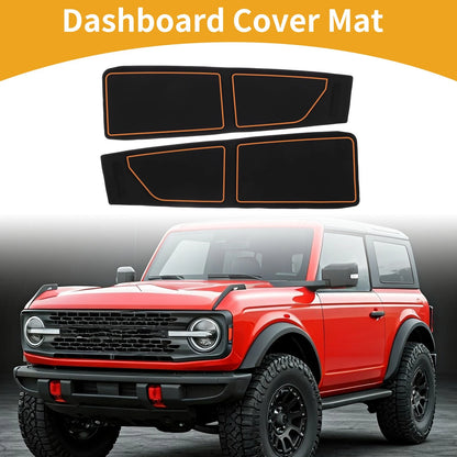 Dashboard Cover for Ford Bronco Accessories 2021-2024 Black Orange 1 Set
