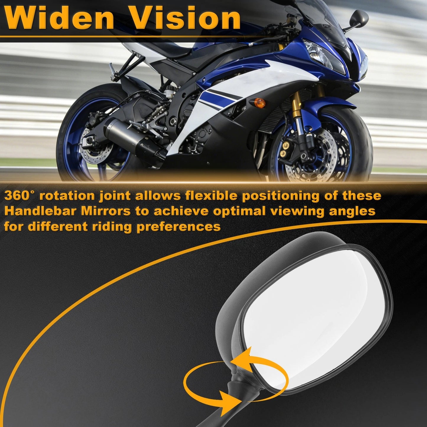 Motorcycle Rear View Mirrors Mount for YAMAHA YZF-R6 (2008–2017)