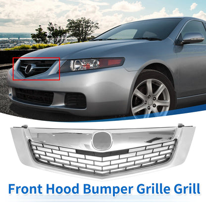 Grille Front Upper Bumper for Acura TSX Chrome Silver-Tone (2009)