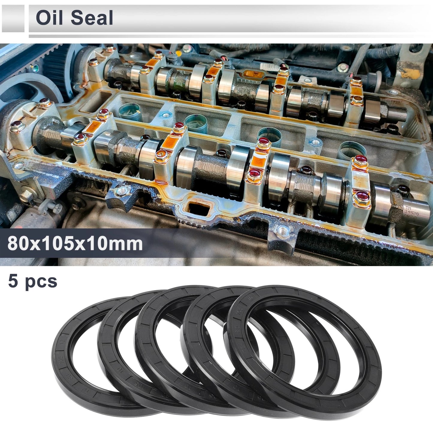 Oil Seal / 80x105x10mm / Rotary Shaft Seal Nitrile Rubber 5 for Make Model