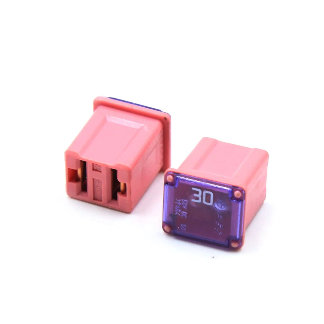 8 Pcs Pink Plastic Push-in Female MINI Fuse 30A for Car (DC 32V)