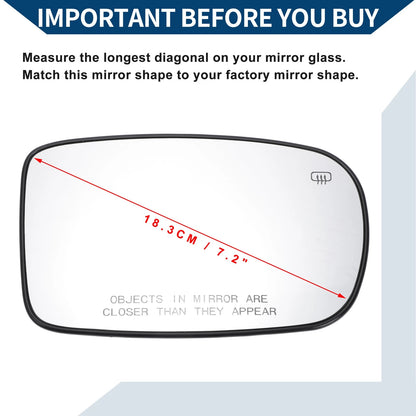Heated Right Side Mirror Glass Replacement for Chrysler 200/300