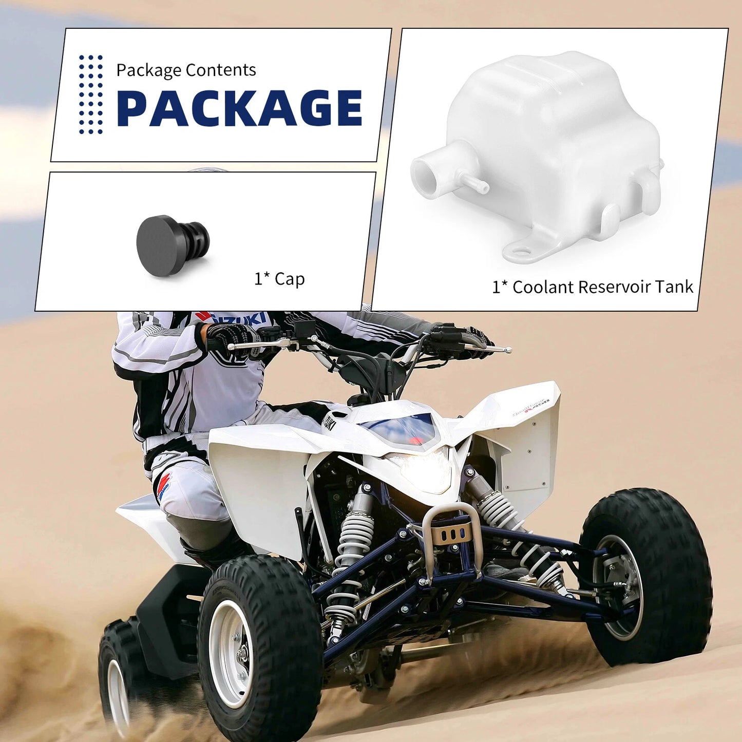 COOLANT RESERVOIR TANK + CAP for SUZUKI QUADRACER 450 LTR450Z (2006–2009)