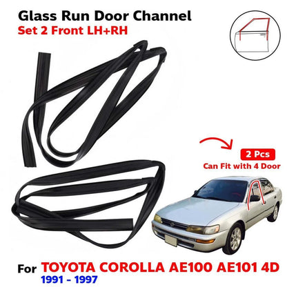Glass Run Door Channel Front LH+RH Fits Toyota Corolla EE100 AE100 AE101 4D SED