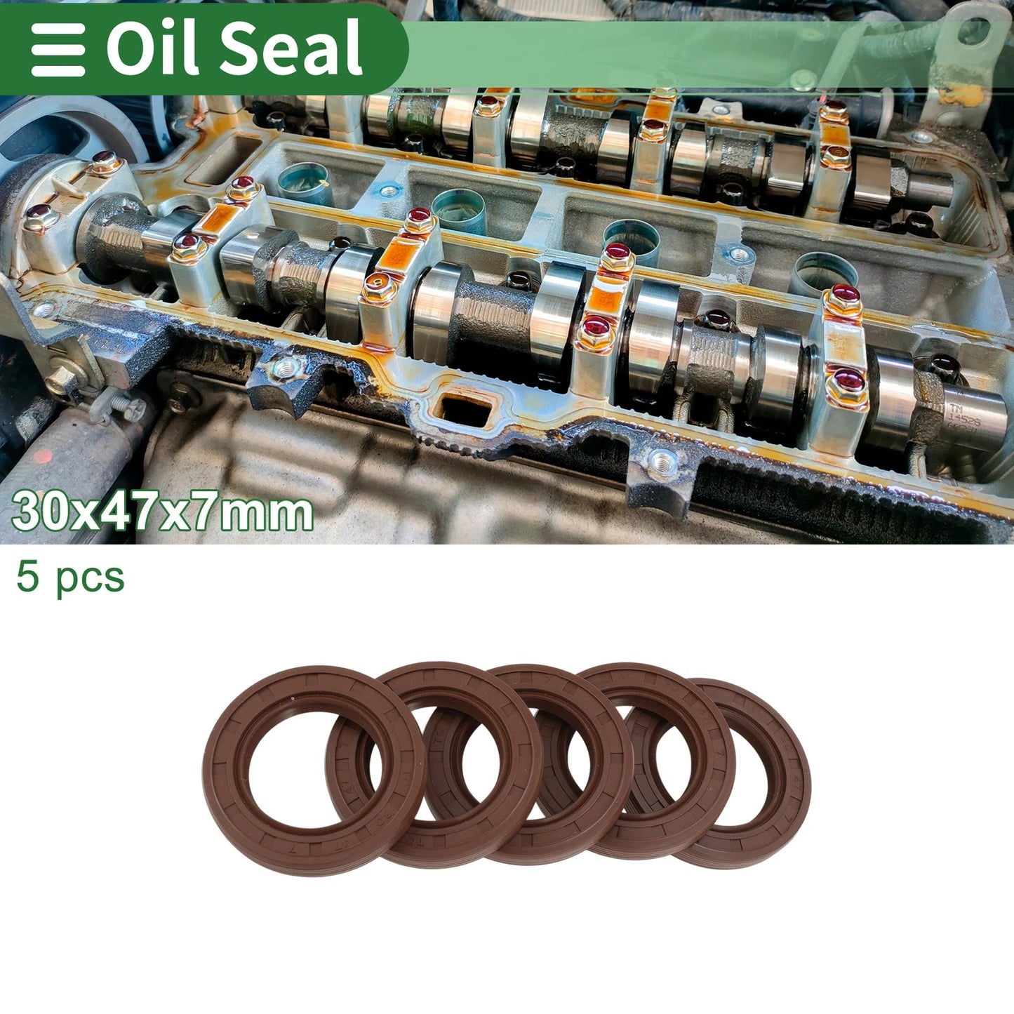 Oil Seal 30x47x7mm FKM Rubber High Pressure Brown 5 x for Make Model
