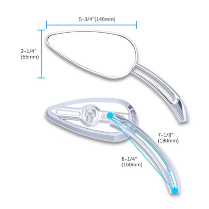 Chrome Skull Rear View Mirrors for Harley V Rod Night Rod Sportster