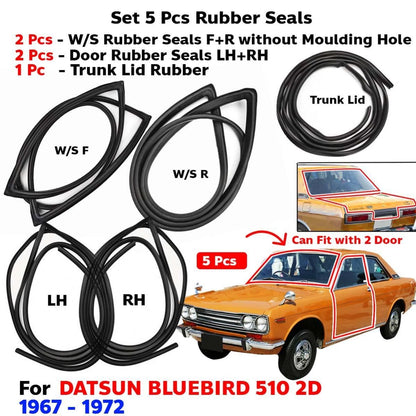 Windshield w/o Vent Weatherstrip Set 5 Fits Datsun Bluebird 510 2D SED 1967-72