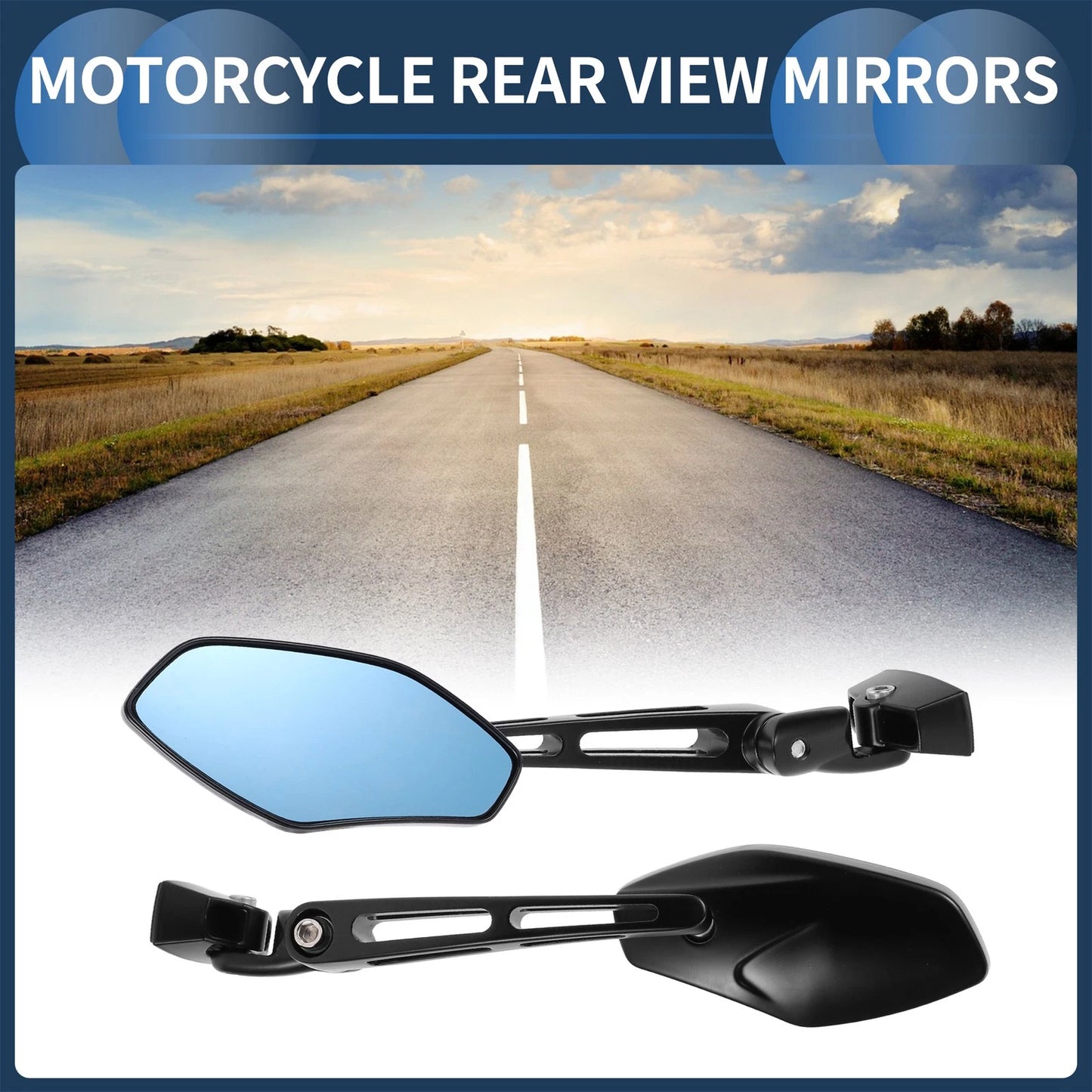 Set Motorcycle Rear View Mirrors Black Aluminum for Suzuki GSXR 600 750 1000