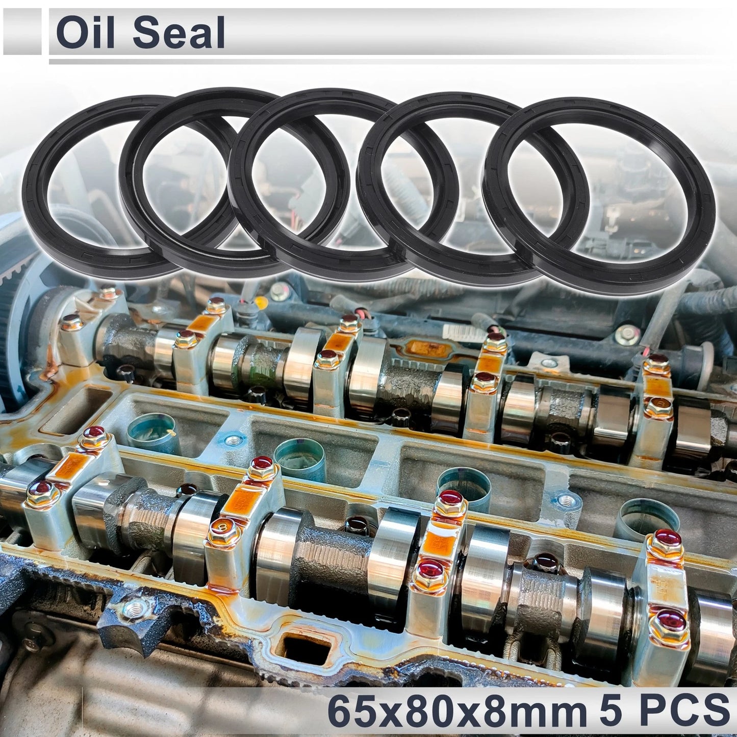Oil Seal / 65x80x8mm / Seal Ring Rotary Shaft Seal 5 Pcs for Make Model