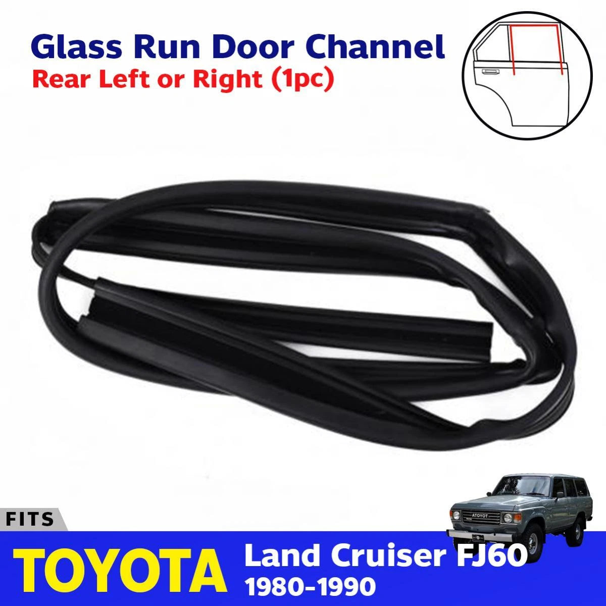 Glass Run Door Channel Rear Fits Toyota Land Cruiser FJ60 BJ60 HJ60 1980-90 D10