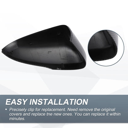 Rearview Mirror Cover Cap 2 x Black Carbon Fiber for Ford Fusion (2013-2019)